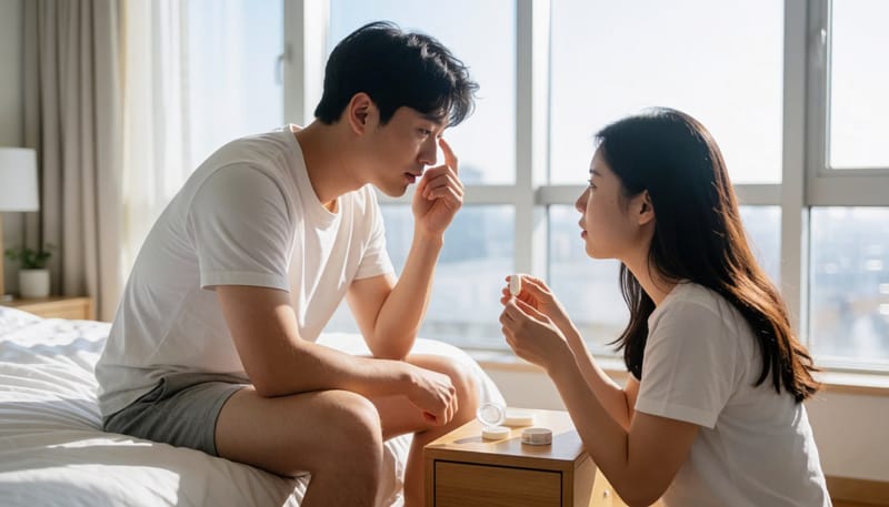 렌즈 낀 채 깜빡 잠들었는데 눈이 너무 아파요, 지금 확인할 것