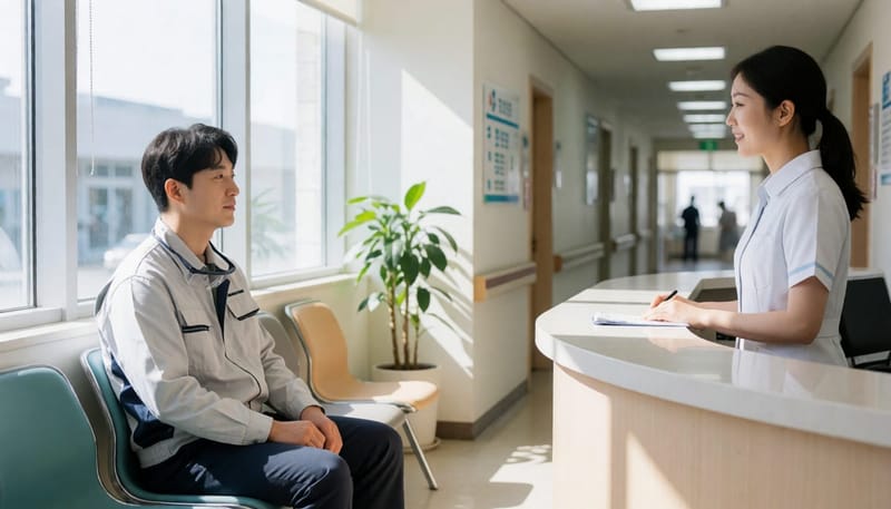 작업 지속 여부를 판단하고 병원을 찾은 작업자