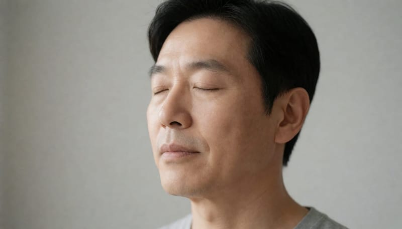 비강 구조를 보여주는 남성의 코 옆모습 클로즈업