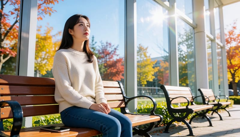 메모 없이 하루를 떠올려보려 애쓰는 여성의 모습
