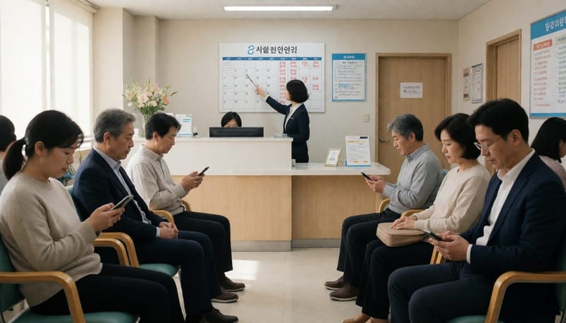 명절을 앞두고 예약이 꽉 찬 치과 대기실 풍경