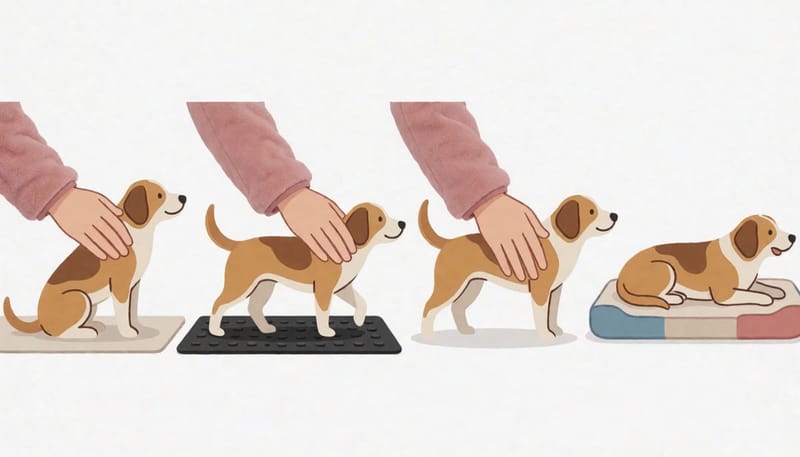 자세 확인, 미끄럼 방지, 마사지, 휴식 순서로 이어지는 집에서의 관리 과정