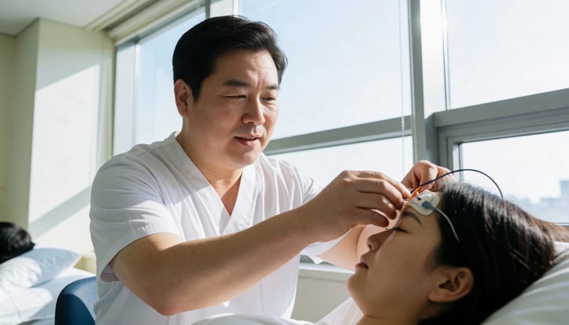 수면다원검사는 뇌파와 호흡, 산소포화도 등을 밤새 함께 기록합니다.