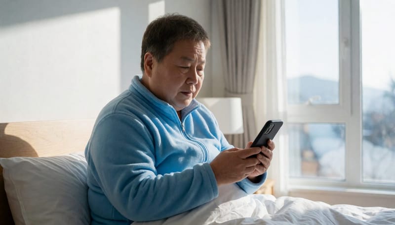 늦은 밤 잠들지 못하고 뒤척이는 모습은 불면증의 흔한 시작점입니다.