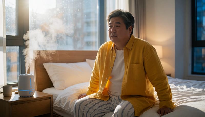 건조한 가을밤, 잠들기 어려워하는 모습