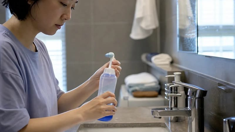 생리식염수 코 세척은 하루 2회가 기본으로 권장되는 관리법입니다.