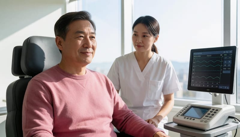 전정기능검사는 눈떨림 반응을 직접 기록해 균형 감각 이상 여부를 확인합니다.