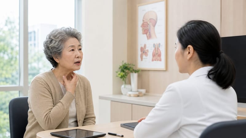 어지럼증으로 병원을 찾아 상담을 받는 모습