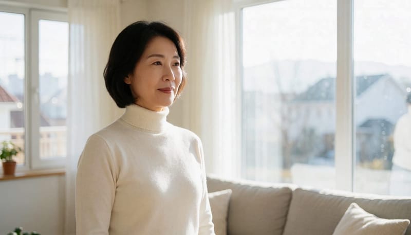 집에서 전정재활 운동을 하는 모습