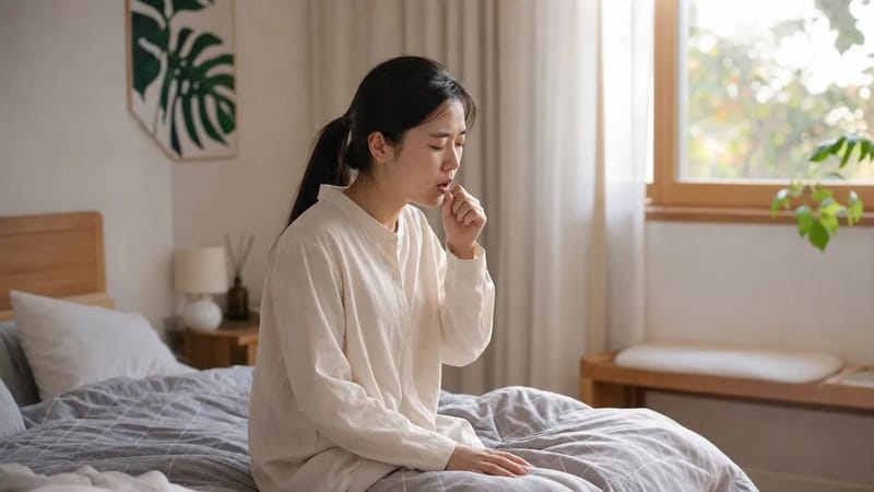 건조한 환절기 아침에는 밤새 고인 콧물 때문에 헛기침이 심해지는 경우가 많습니다.