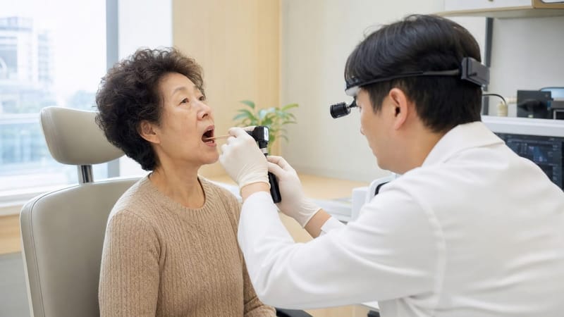 이비인후과 진료실에서 코 안쪽 구조를 확인하는 진료 장면
