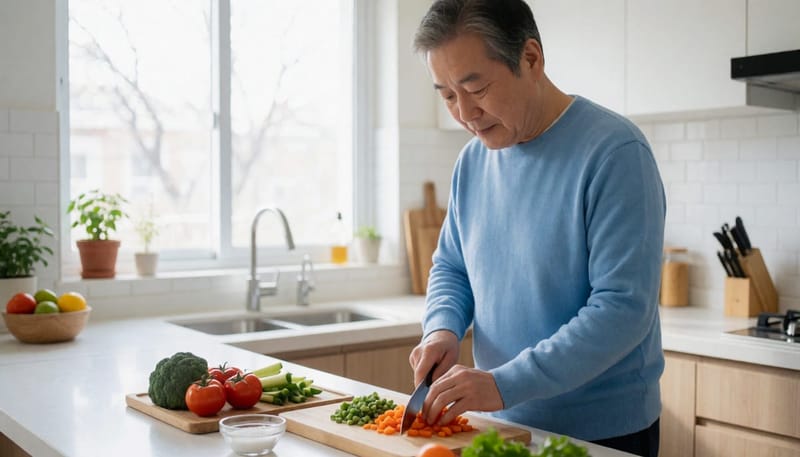 저염식 식단을 준비하는 모습