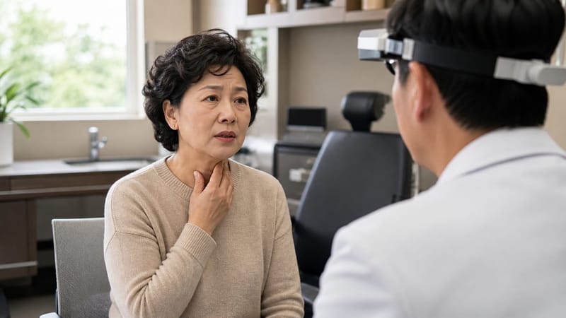 목이물감이 반복되면 원인 확인을 위해 문진과 검사를 함께 진행합니다