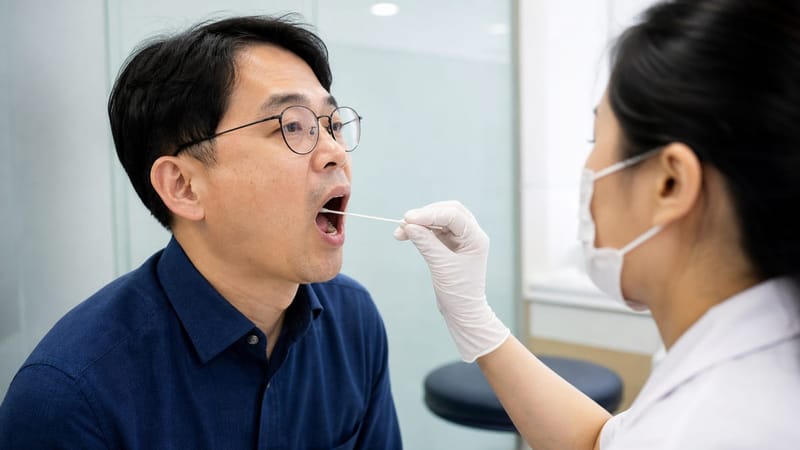 신속항원검사는 면봉으로 검체를 채취해 짧은 시간 안에 결과를 확인하는 방식입니다.