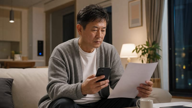 건강검진 결과를 확인하며 수면다원검사를 알아보는 모습