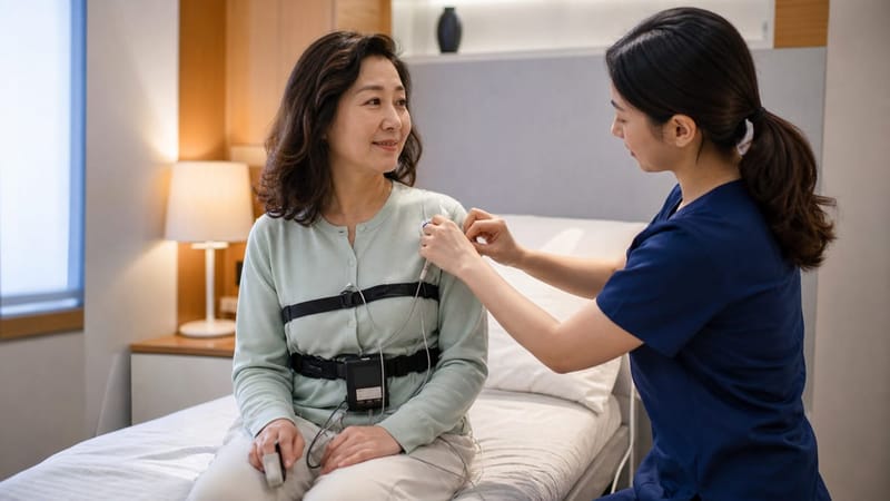 수면다원검사는 뇌파·호흡·산소포화도 등을 하룻밤 동안 함께 기록합니다