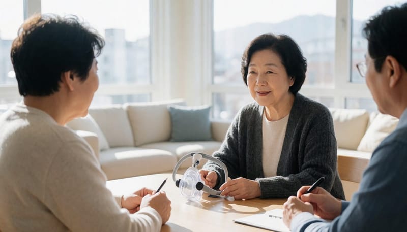 고령 환자는 보호자와 함께 사용법과 관리 방법을 점검하는 것이 도움이 됩니다.
