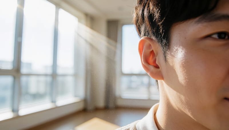 건조한 실내에서 미세먼지와 함께 보이는 귀 주변 옆모습