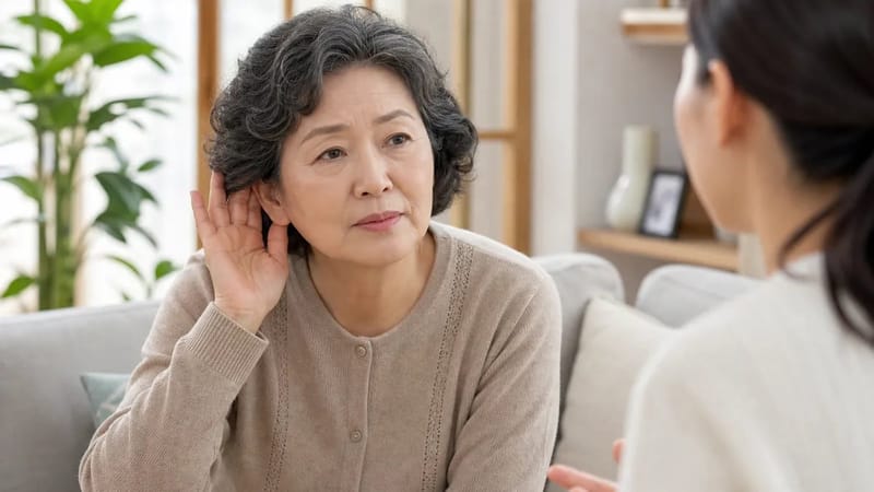 대화 중 자꾸 되묻는 일이 잦아졌다면 청력 변화를 의심해볼 수 있습니다.