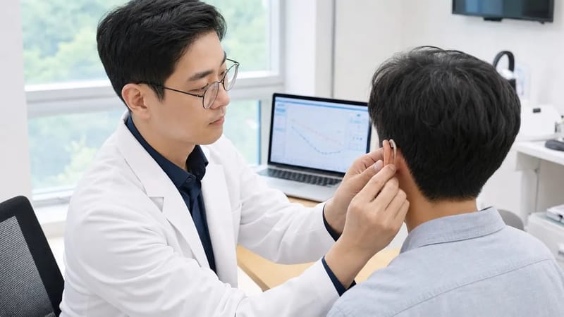 보청기는 착용 후에도 소리 크기와 주파수를 몇 차례 재조정하는 과정을 거칩니다.