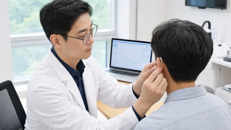 보청기는 착용 후에도 소리 크기와 주파수를 몇 차례 재조정하는 과정을 거칩니다.