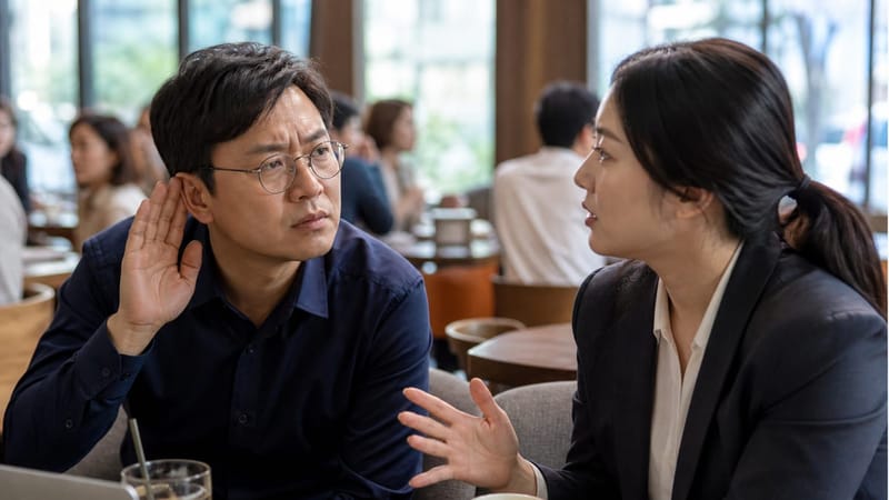 소음이 있는 공간에서 대화 이해에 어려움을 겪는다면 검사가 필요한 신호일 수 있습니다.
