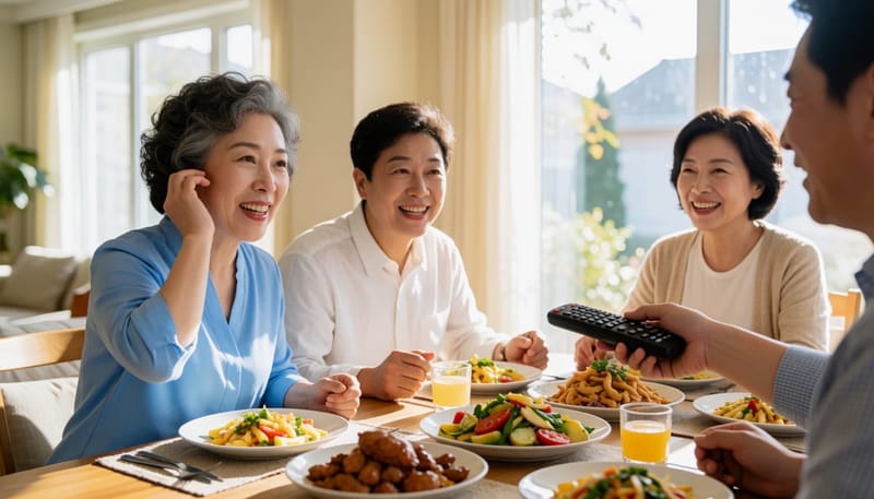 대화 중 소리를 놓쳐 어려움을 겪는 모습