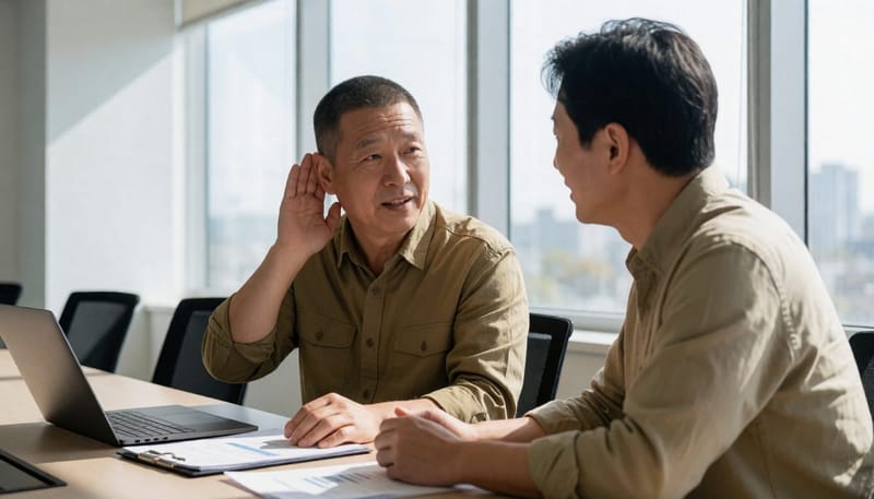 회의 중 반복해서 되묻는 순간이 청각장애진단의 첫 신호일 수 있습니다.