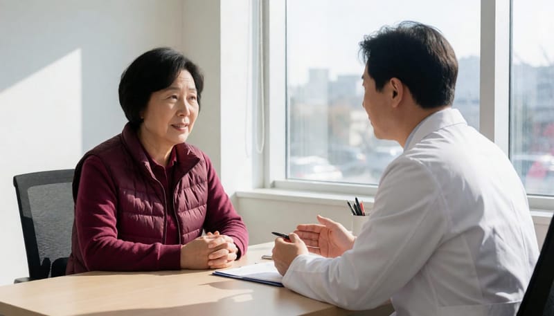 치료 방법에 대해 의료진과 상담하는 모습