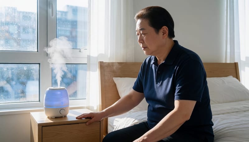 건조한 실내와 아침 기온차가 겹치면 자리에서 일어날 때 어지럼증을 느끼기 쉽습니다.