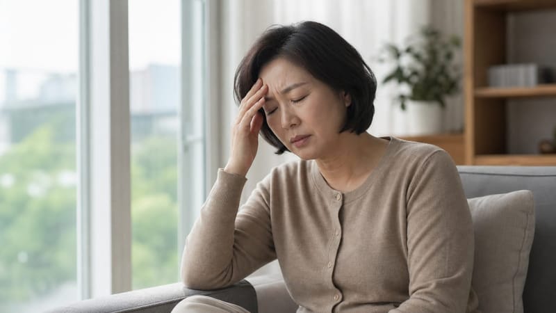 환절기 감기 후 갑자기 찾아온 어지럼증으로 컨디션이 떨어진 모습