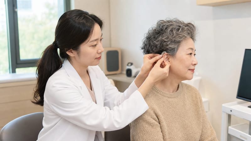 청력 상태에 따라 보청기 착용이 이명 완화에 도움이 되기도 합니다
