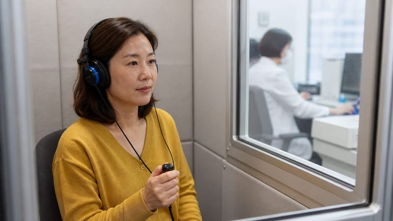 청력검사는 이명의 원인을 확인하는 기본 절차입니다.