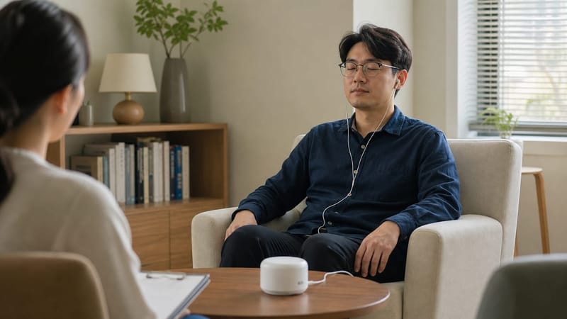 소리치료는 이명 소리 자체를 없애기보다 뇌가 소리에 익숙해지도록 돕는 방식으로 진행됩니다.