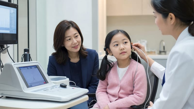 소아의 경우 이름을 불러도 반응이 늦거나 발음이 불분명하다면 청력검사를 고려해볼 신호가 됩니다.