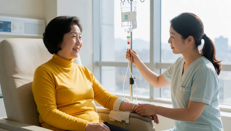 정맥 수액은 탈수나 영양 결핍 정도를 확인한 뒤 필요에 맞게 투여됩니다