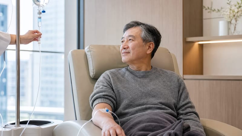 탈수 증상이 심할 때는 정맥주사로 빠르게 수분과 전해질을 보충합니다.