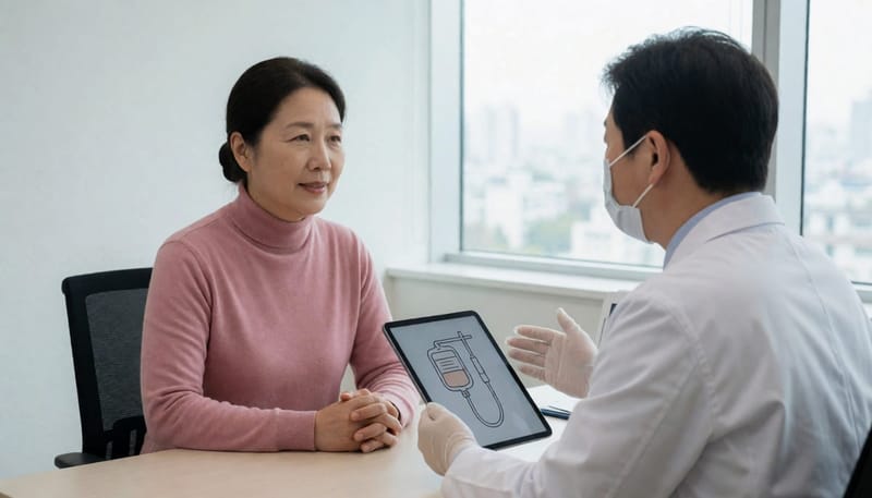 영양수액이 필요한 상태인지는 증상과 섭취 상태를 먼저 확인한 뒤 결정합니다.