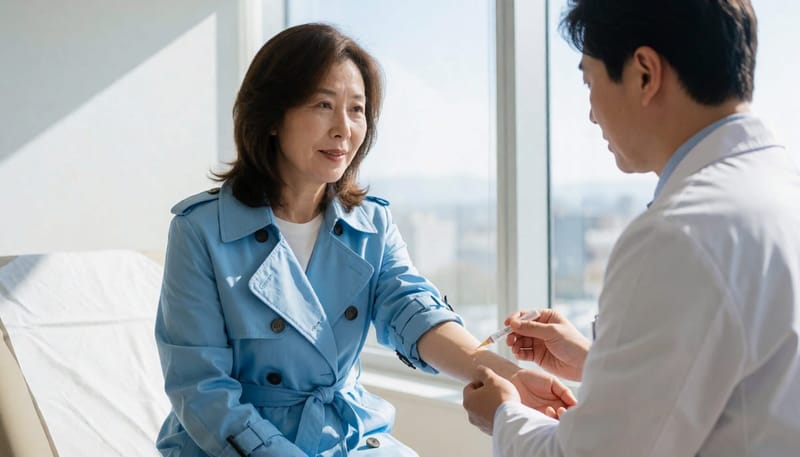 원인 물질을 확인하기 위한 피부단자시험 진행 장면