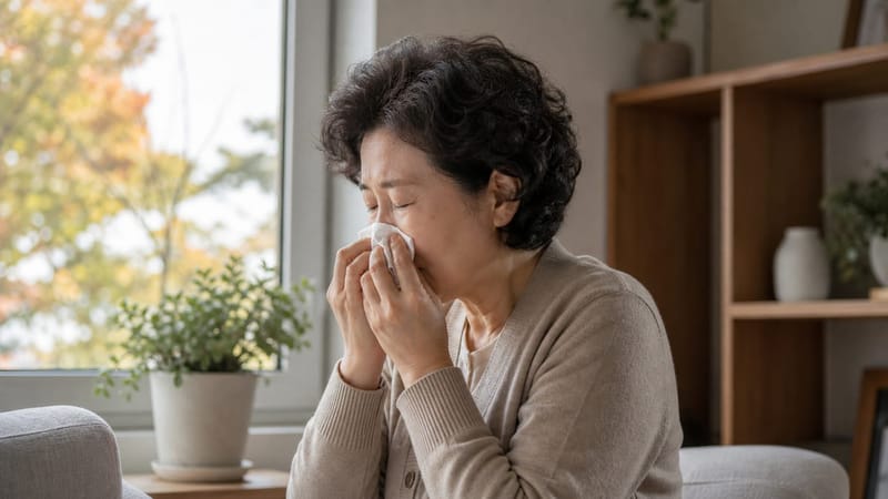 환절기 아침, 온도차가 커지면 콧물과 재채기 증상이 두드러질 수 있습니다