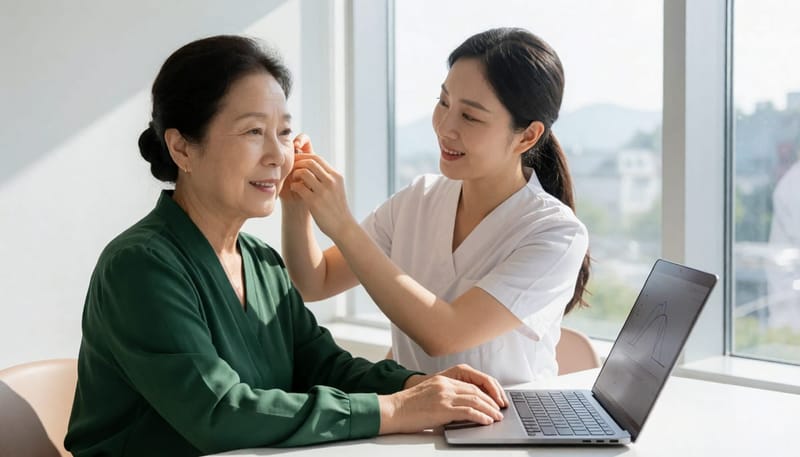 청력검사 결과를 바탕으로 진행하는 보청기 조정 과정