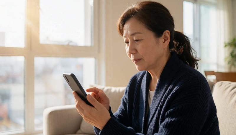 이어폰 볼륨을 스마트폰으로 확인하는 모습. 하루 60분, 볼륨 60% 이하가 흔히 권장되는 청력 보호 기준입니다.