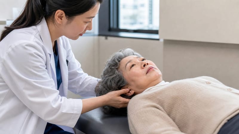 어지럼증 진료에서 사용되는 자세 변환 검사는 고개와 몸의 위치를 바꾸며 증상을 재현해 원인을 확인합니다.