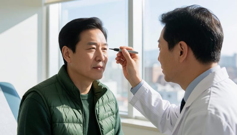 전정기능검사에서는 눈의 움직임을 통해 평형기관의 상태를 확인합니다