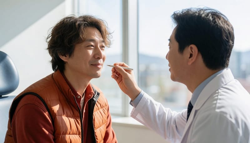 비강 내시경으로 염증 여부를 먼저 확인하는 과정
