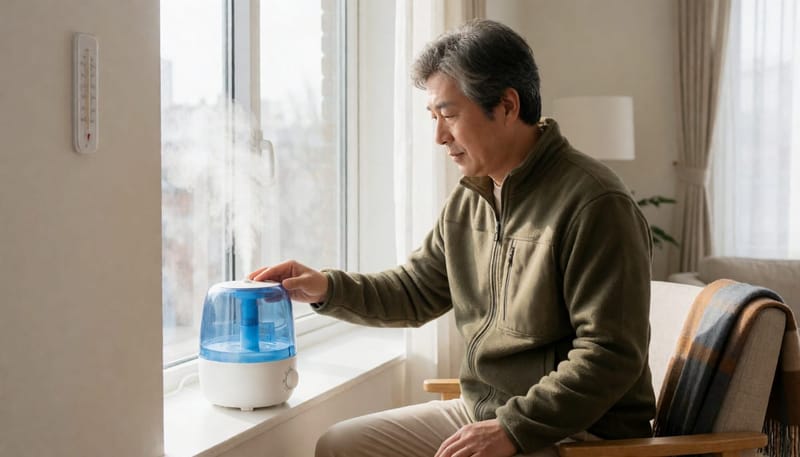 실내 습도와 보온을 챙기는 환절기 생활관리 모습