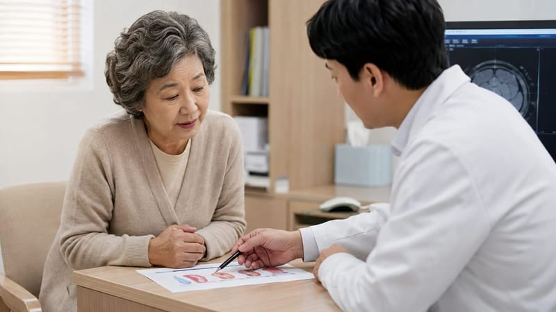 재발 여부와 치료 방향을 상담하는 모습
