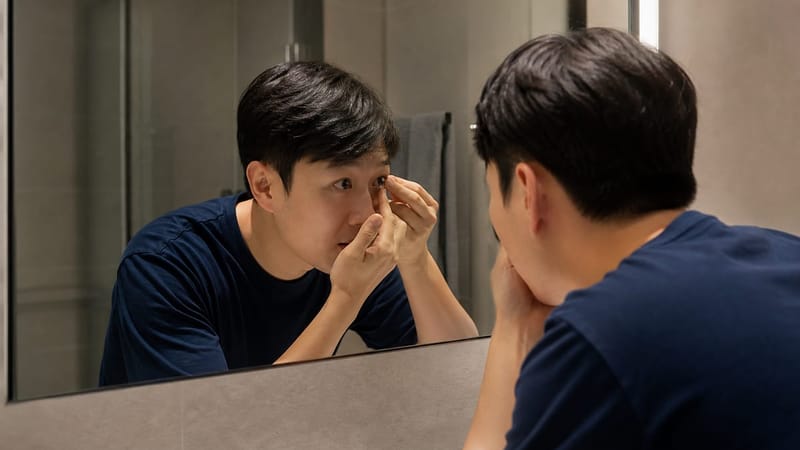 드림렌즈는 취침 전 손을 깨끗이 씻은 뒤 삽입하는 야간 착용 렌즈입니다.