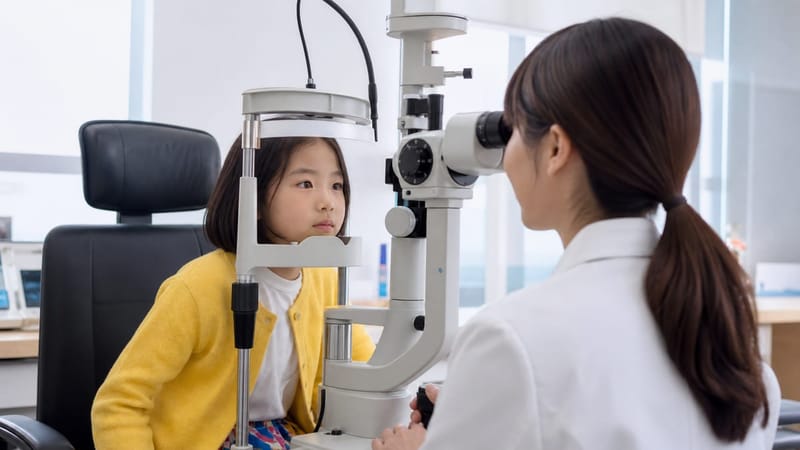 성장기 아이의 시력 변화는 정기적인 굴절검사로 확인합니다.