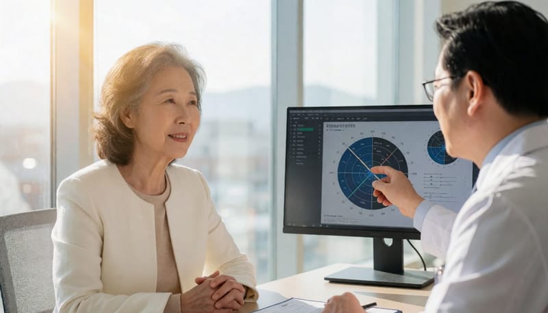 드림렌즈 원리와 생애주기별 차이를 상담하는 장면